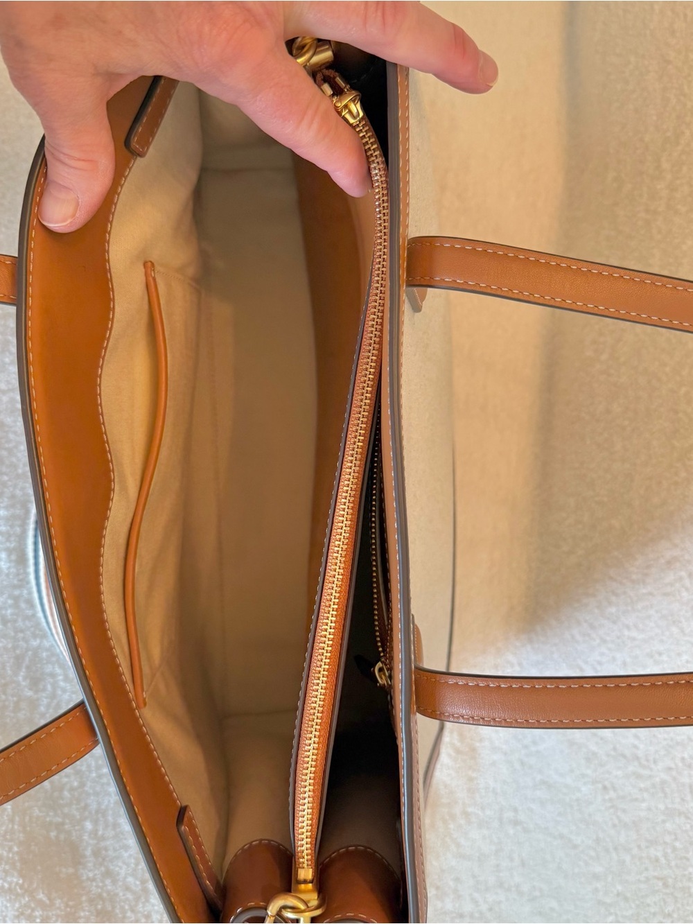 Tory Burch Full Sized Walker Canvas Satchel. Leather Trim & Extra Strap - Picture 4 of 15